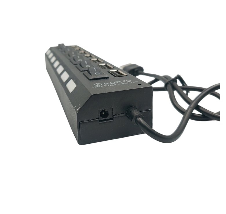 USB хаб Hi-Speed / USB 2.0 / 7 портів USB / З перемикачами / 40 см. / Чорний