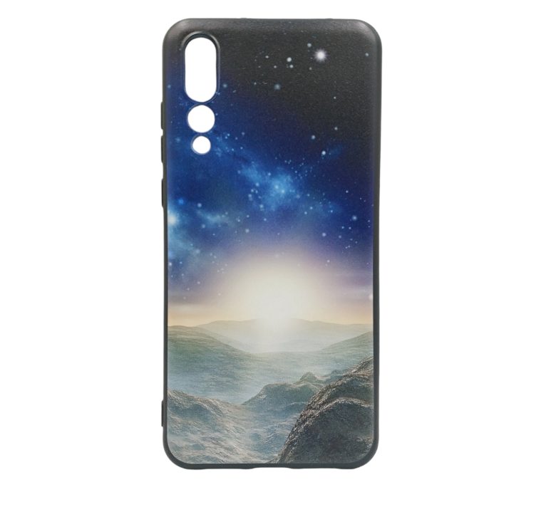 Силіконова накладка (бампер) для смартфона Huawei P20 Pro / З принтом / Чорна