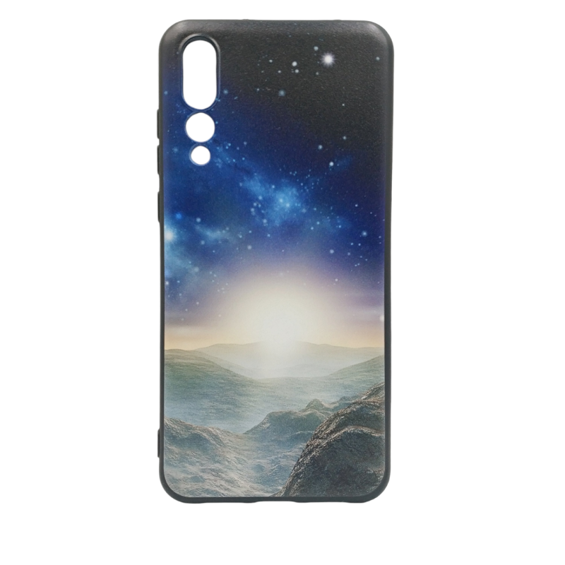 Силіконова накладка (бампер) для смартфона Huawei P20 Pro / З принтом / Чорна