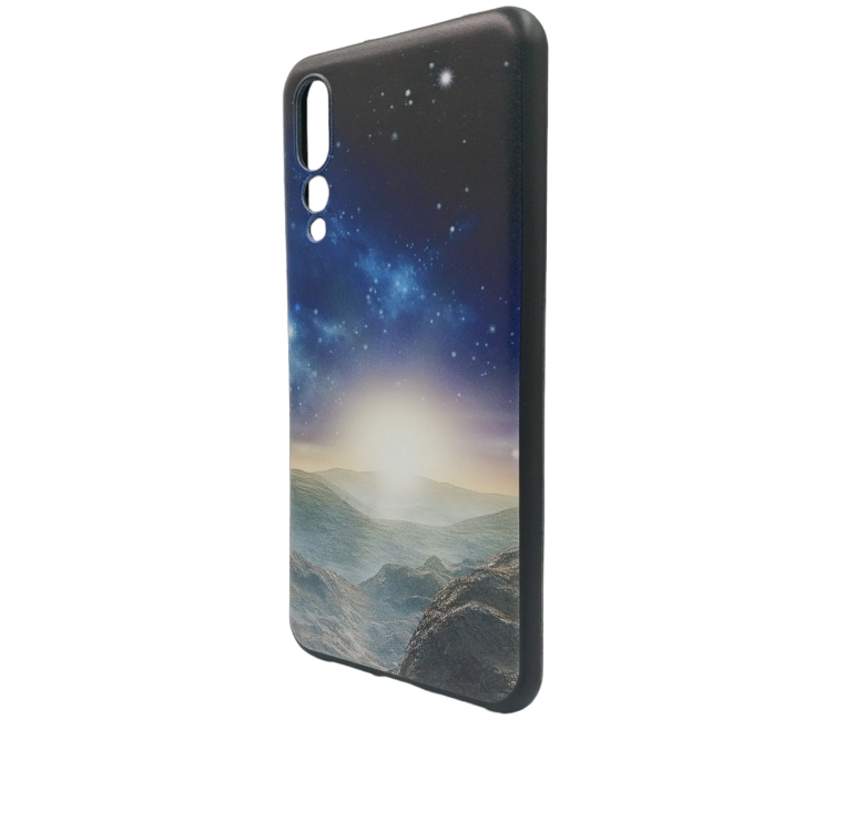 Силіконова накладка (бампер) для смартфона Huawei P20 Pro / З принтом / Чорна