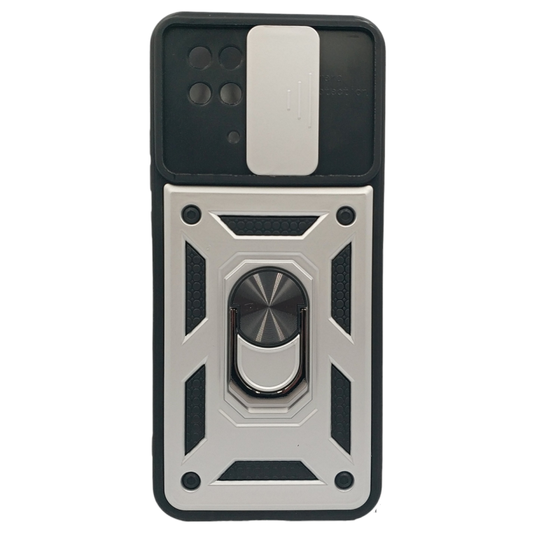Накладка ударостійка з тримачем і захистом камери для Xiaomi Redmi 10C / Серебристий