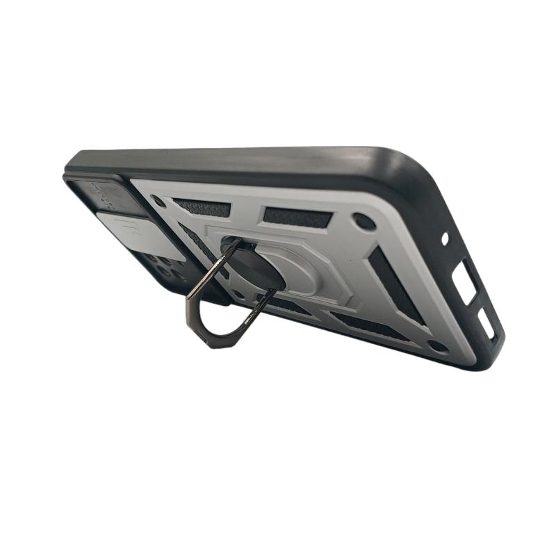 Накладка ударостійка з тримачем і захистом камери для Xiaomi Redmi 10C / Серебристий