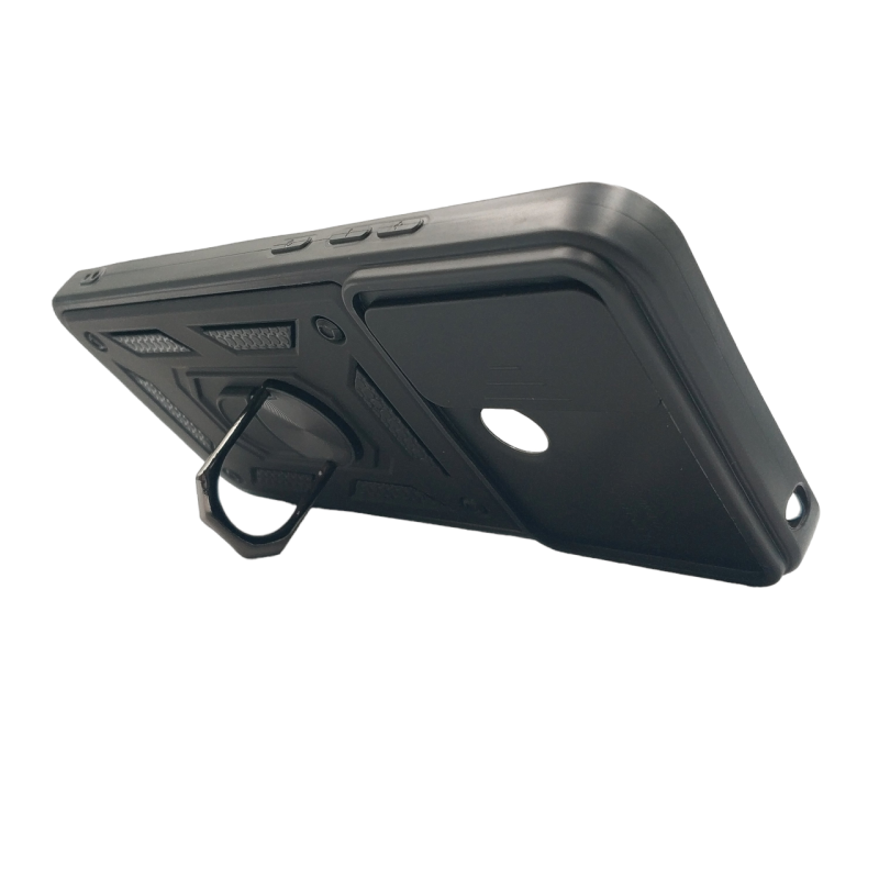 Накладка ударопрочная с держателем и защитой камеры для Xiaomi Redmi 10С / Черная