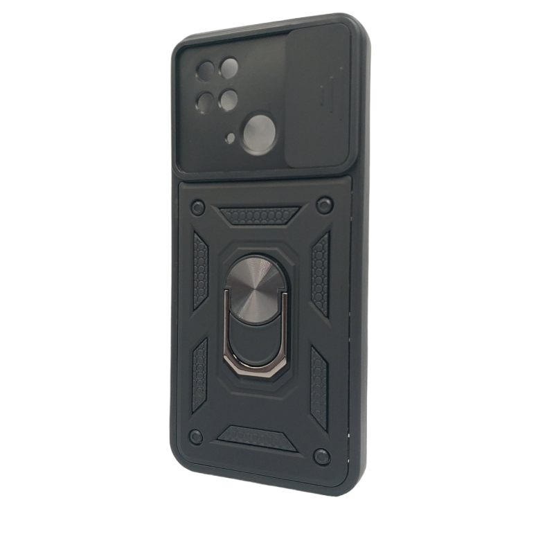 Накладка ударопрочная с держателем и защитой камеры для Xiaomi Redmi 10С / Черная