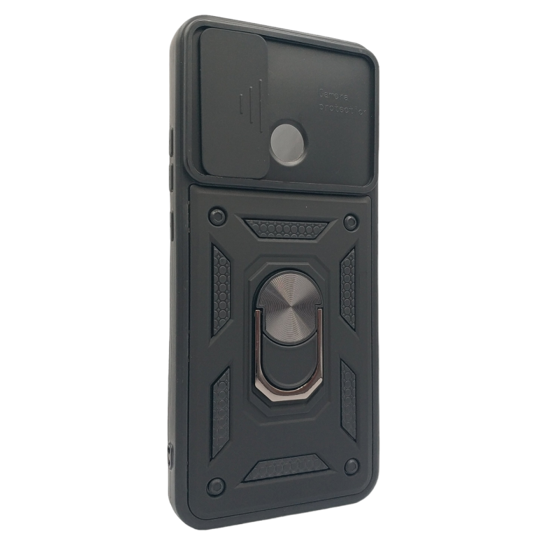 Накладка ударопрочная с держателем и защитой камеры для Xiaomi Redmi 10С / Черная