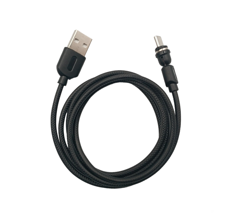 Магнітний кабель USLION 2 в 1 / Type-C - USB / 540 градусів / Круглий / 100 см. / Чорний