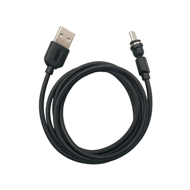 Магнитный кабель USLION 2 в 1 / Type-C - USB / 540 градусов / Круглый / 100 см. / Черный