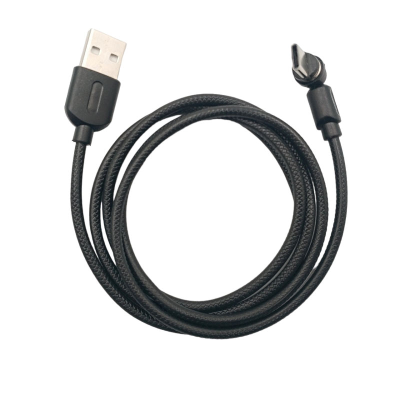 Магнитный кабель USLION 2 в 1 / Type-C - USB / 540 градусов / Круглый / 100 см. / Черный