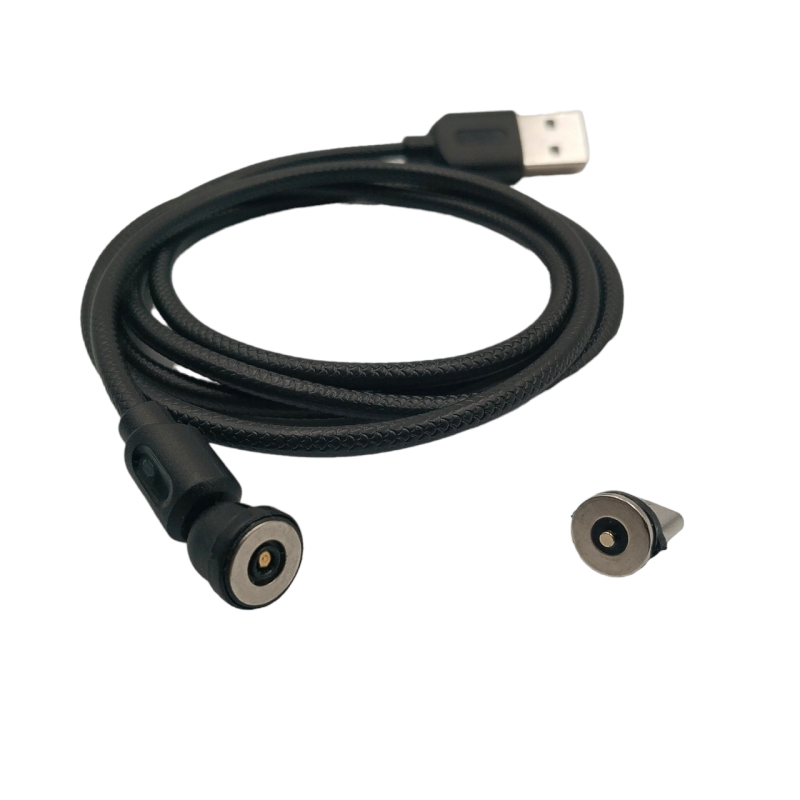 Магнитный кабель USLION 2 в 1 / Type-C - USB / 540 градусов / Круглый / 100 см. / Черный