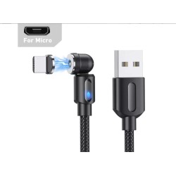 Магнитный кабель USLION 2 в 1 / Micro  - USB / 540 градусов / Круглый / 100 см. / Черный
