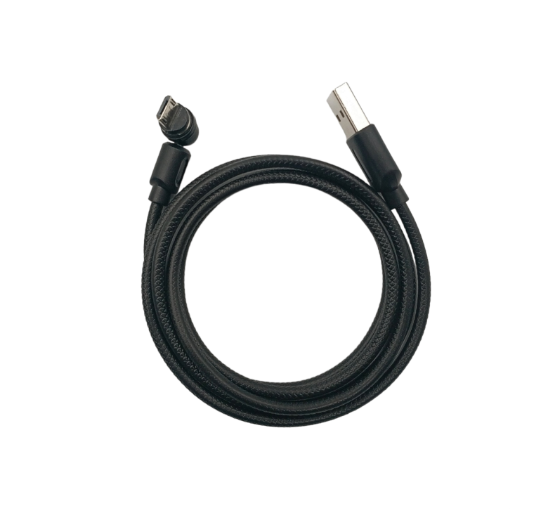 Магнітний кабель USLION 2 в 1 / Micro - USB / 540 градусів / Круглий / 100 см. / Чорний