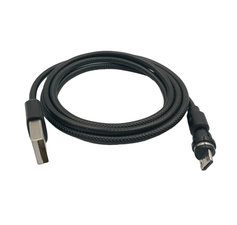 Магнітний кабель USLION 2 в 1 / Micro - USB / 540 градусів / Круглий / 100 см. / Чорний