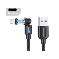 Магнітний кабель USLION 2 в 1 / Lightning (Iphone) - USB / 540 градусів / Круглий / 100 см. / Чорний