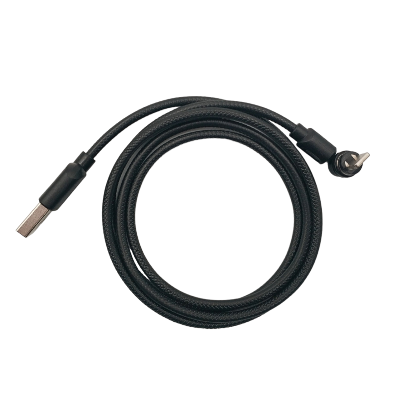 Магнітний кабель USLION 2 в 1 / Lightning (Iphone) - USB / 540 градусів / Круглий / 100 см. / Чорний