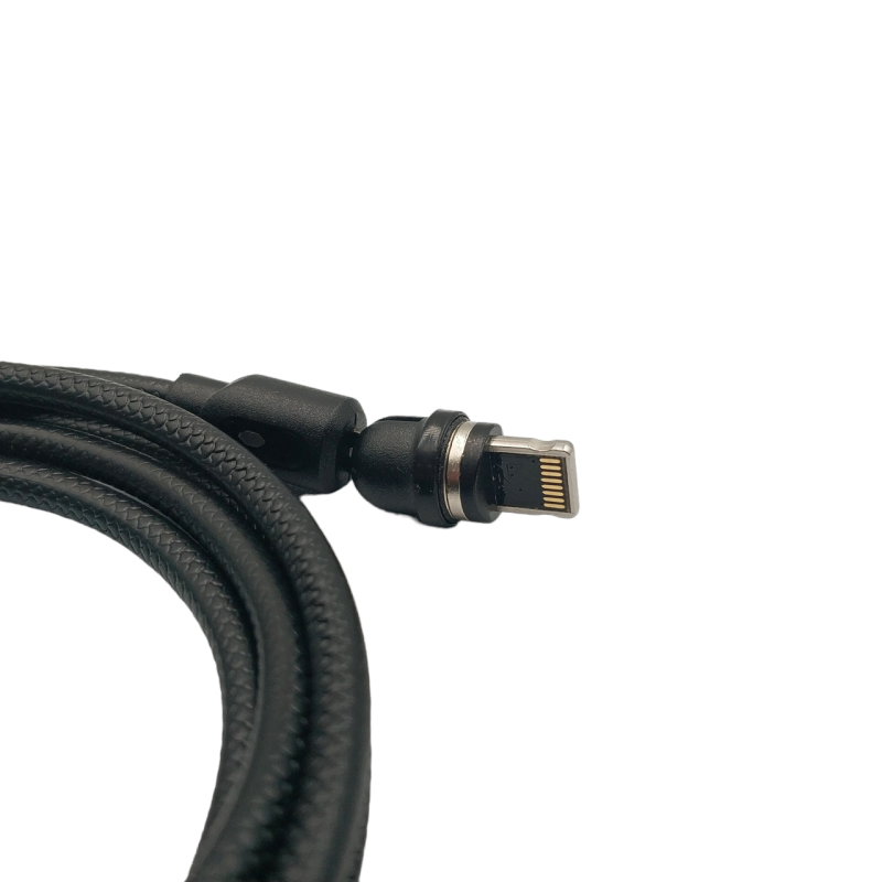 Магнітний кабель USLION 2 в 1 / Lightning (Iphone) - USB / 540 градусів / Круглий / 100 см. / Чорний