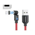 Магнітний кабель USLION 2 в 1 / Lightning (Iphone) - USB / 540 градусів / Круглий / 100 см. / Червоний