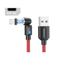 Магнітний кабель USLION 2 в 1 / Lightning (Iphone) - USB / 540 градусів / Круглий / 100 см. / Червоний