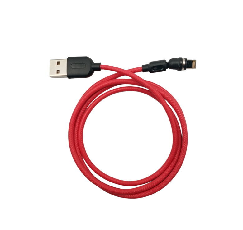 Магнітний кабель USLION 2 в 1 / Lightning (Iphone) - USB / 540 градусів / Круглий / 100 см. / Червоний