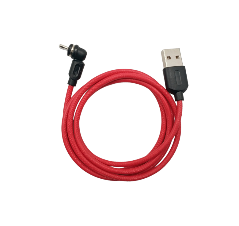 Магнітний кабель USLION 2 в 1 / Lightning (Iphone) - USB / 540 градусів / Круглий / 100 см. / Червоний