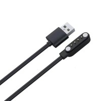 Магнітний USB кабель для дитячого смарт-годинника Q100 Q100S / 50 см. / 4 конектора / Чорний