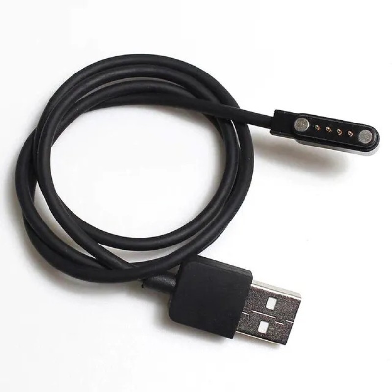 Магнитный USB кабель для детских смарт-часов Q100 Q100S / 50 см. / 4 коннектора / Черный