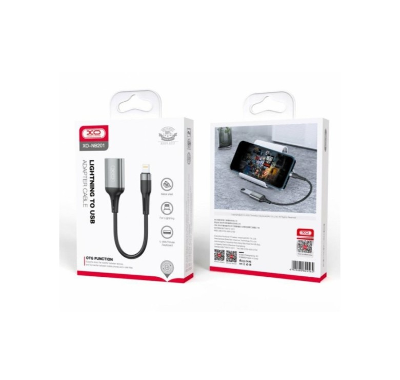 Кабель OTG для Iphone / USB - Lightning / XO-NB201 / USB 2.0 / Чорний