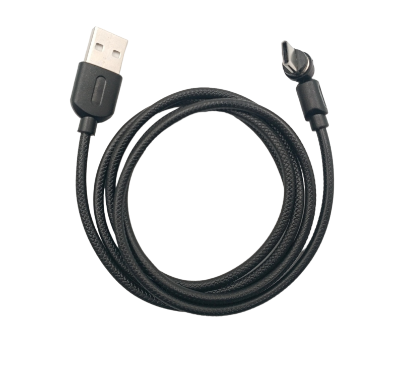 Магнітний кабель USLION 2 в 1 / Type-C - USB / 540 градусів / Круглий / 200 см. / Чорний
