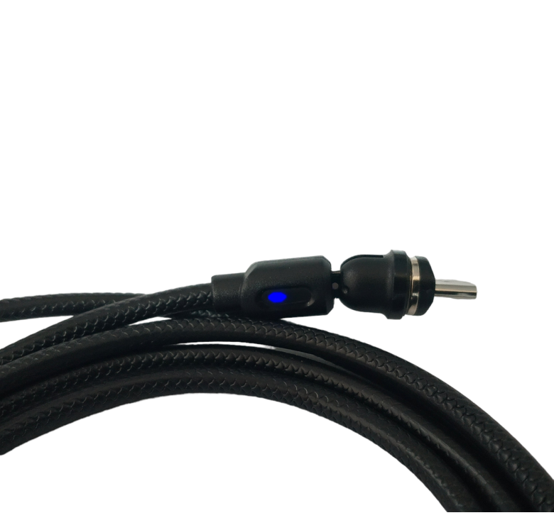 Магнітний кабель USLION 2 в 1 / Lightning (Iphone) - USB / 540 градусів / Круглий / 200 см. / Чорний