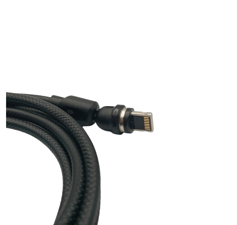 Магнітний кабель USLION 2 в 1 / Lightning (Iphone) - USB / 540 градусів / Круглий / 200 см. / Чорний