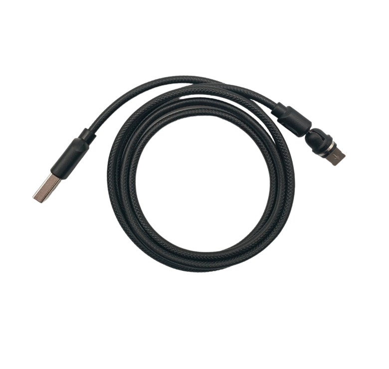 Магнітний кабель USLION 2 в 1 / Lightning (Iphone) - USB / 540 градусів / Круглий / 200 см. / Чорний