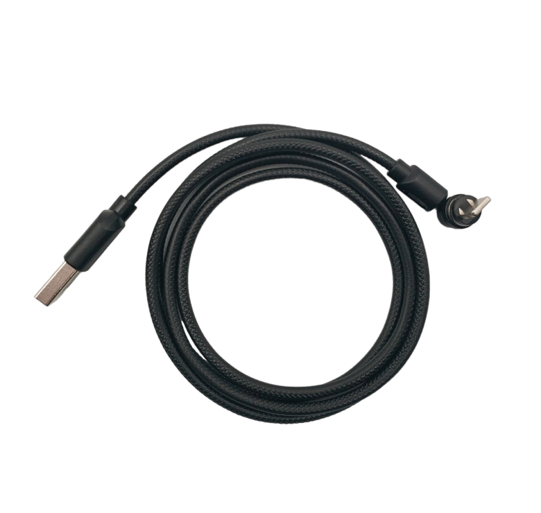 Магнітний кабель USLION 2 в 1 / Lightning (Iphone) - USB / 540 градусів / Круглий / 200 см. / Чорний