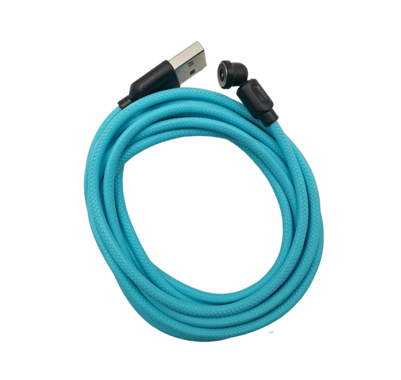 Магнітний кабель USLION 2 в 1 / Type-C - USB / 540 градусів / Круглий / 200 см. / Блакитний
