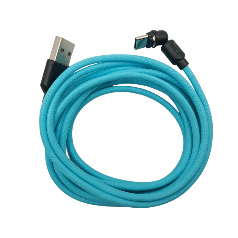 Магнитный кабель USLION 2 в 1 / Type-C - USB / 540 градусов / Круглый / 200 см. / Голубой