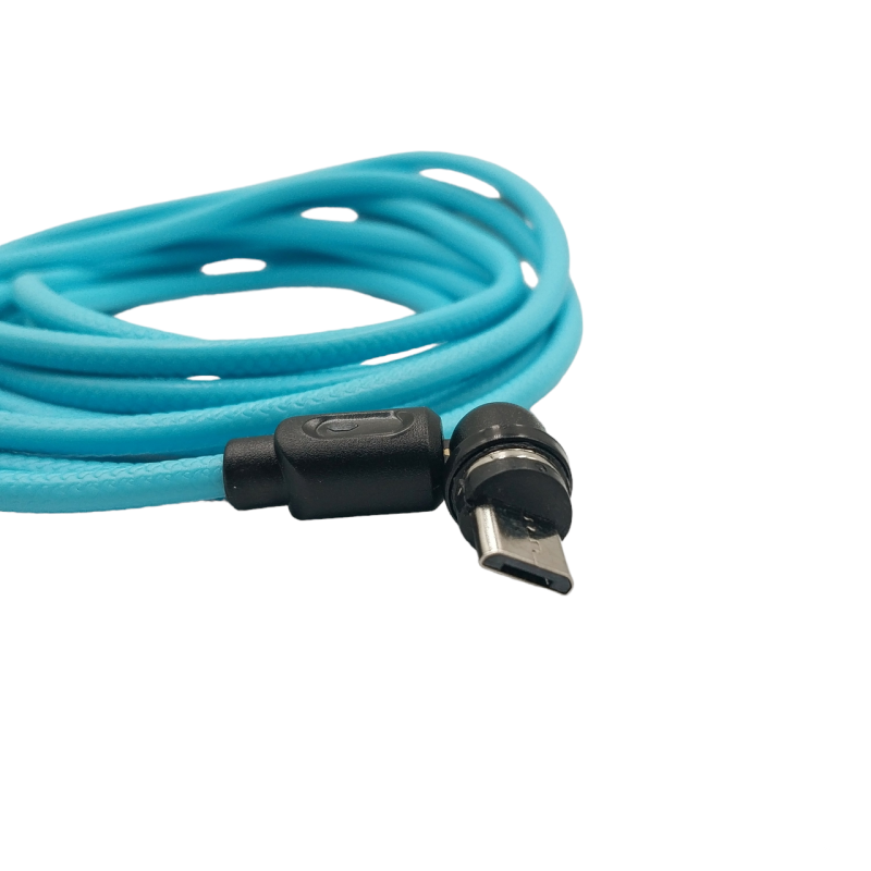 Магнітний кабель USLION 2 в 1 / Micro - USB / 540 градусів / Круглий / 200 см. / Блакитний