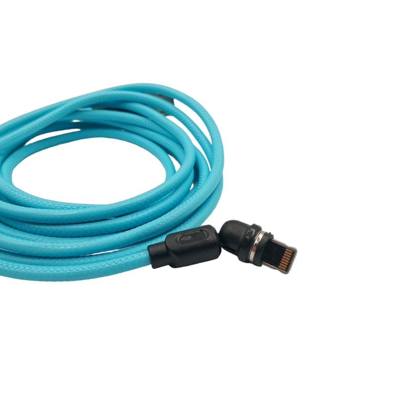 Магнітний кабель USLION 2 в 1 / Lightning (Iphone) - USB / 540 градусів / Круглий / 200 см. / Блакитний