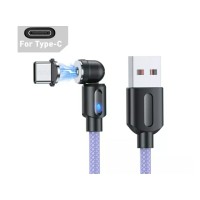 Магнітний кабель USLION 2 в 1 / Type-C - USB / 540 градусів / Круглий / 200 см. / Фіолетовий