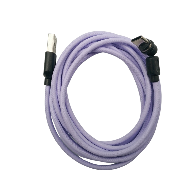Магнітний кабель USLION 2 в 1 / Type-C - USB / 540 градусів / Круглий / 200 см. / Фіолетовий