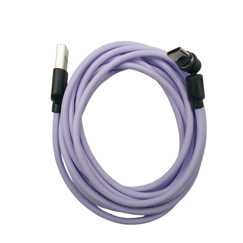 Магнітний кабель USLION 2 в 1 / Type-C - USB / 540 градусів / Круглий / 200 см. / Фіолетовий