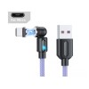 Магнітний кабель USLION 2 в 1 / Micro - USB / 540 градусів / Круглий / 200 см. / Фіолетовий