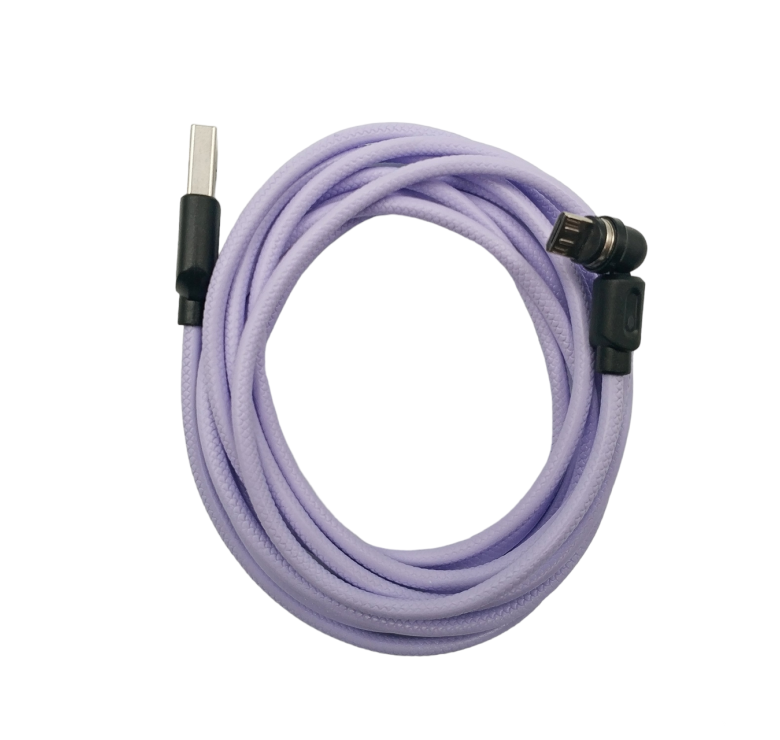 Магнітний кабель USLION 2 в 1 / Micro - USB / 540 градусів / Круглий / 200 см. / Фіолетовий