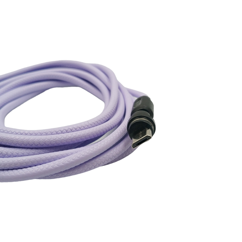 Магнитный кабель USLION 2 в 1 / Micro - USB / 540 градусов / Круглый / 200 см. / Фиолетовый