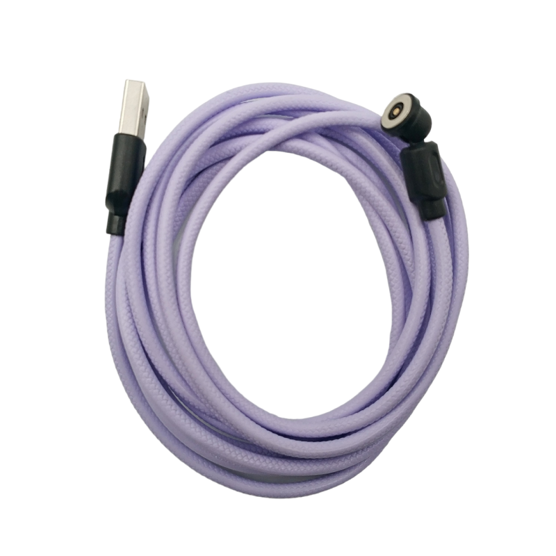 Магнитный кабель USLION 2 в 1 / Micro - USB / 540 градусов / Круглый / 200 см. / Фиолетовый