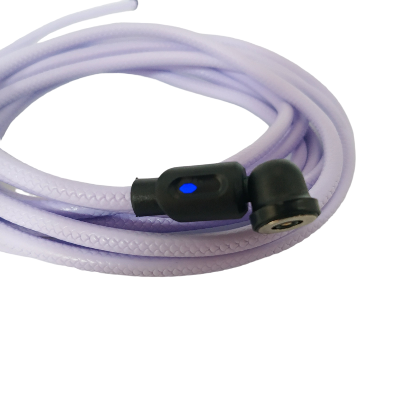 Магнитный кабель USLION 2 в 1 / Micro - USB / 540 градусов / Круглый / 200 см. / Фиолетовый