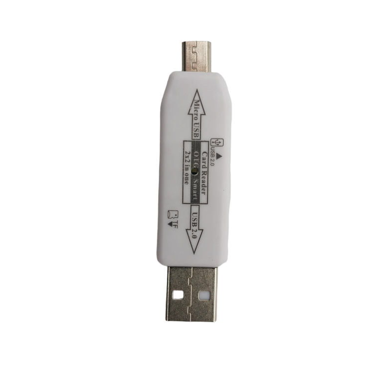 USB хаб і кардрідер (2в1) / USB 2.0 / 4 порти (2 шт. USB, micro SD, micro) / Білий