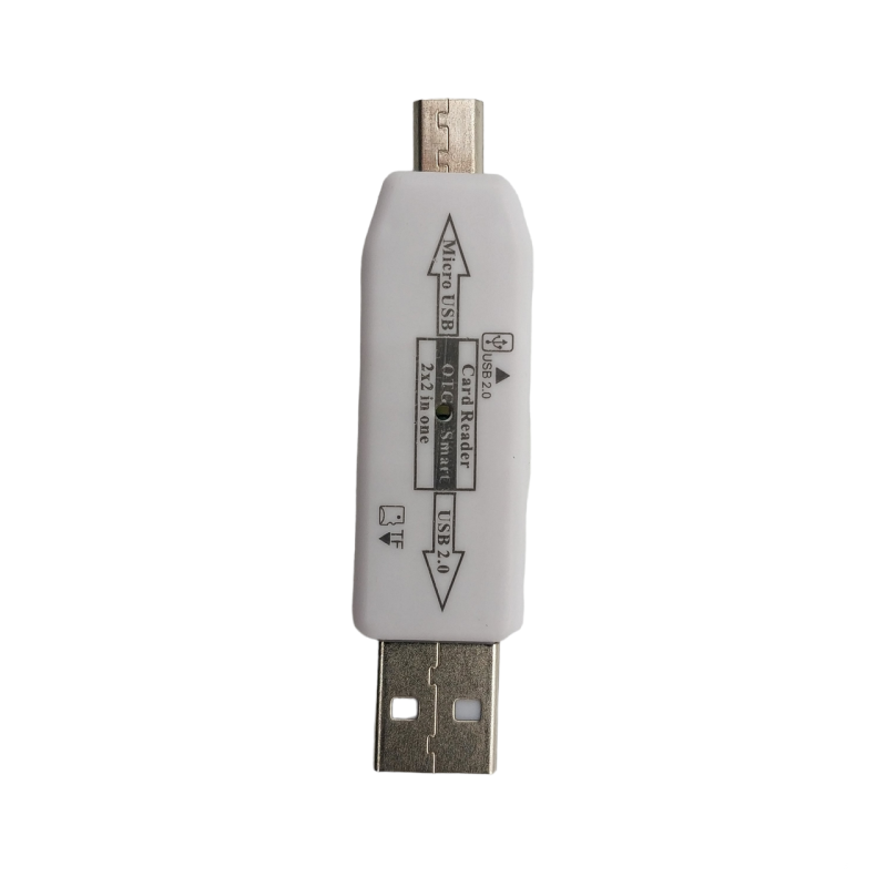 USB хаб и кардридер (2в1) / USB 2.0 / 4 порта (2 шт. USB, micro SD, micro) / Белый