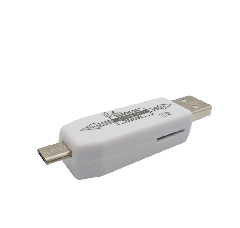 USB хаб і кардрідер (2в1) / USB 2.0 / 4 порти (2 шт. USB, micro SD, micro) / Білий