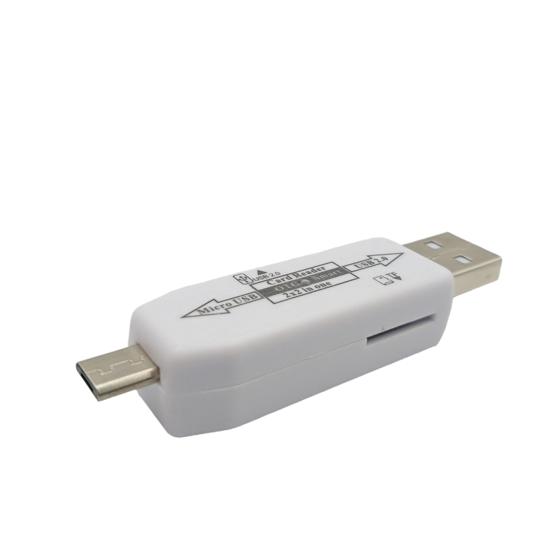 USB хаб и кардридер (2в1) / USB 2.0 / 4 порта (2 шт. USB, micro SD, micro) / Белый