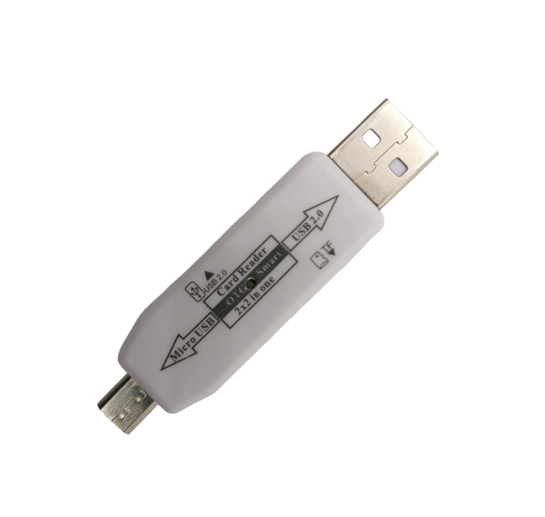 USB хаб і кардрідер (2в1) / USB 2.0 / 4 порти (2 шт. USB, micro SD, micro) / Білий
