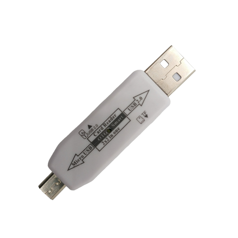 USB хаб и кардридер (2в1) / USB 2.0 / 4 порта (2 шт. USB, micro SD, micro) / Белый