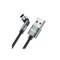 Магнітний кабель Hoco U94 2 в 1 / Lightning (Iphone) - USB / 540 градусів / Круглий / 120 см. / Чорний